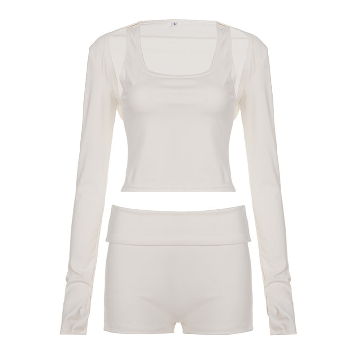 Dame Sporty Crop-Top og Shorts Sæt Skovae