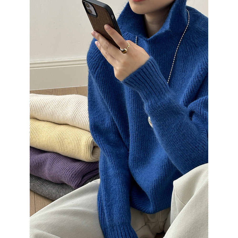Dame sweater med polokrave og afslappet snit i blødt materiale Stilla