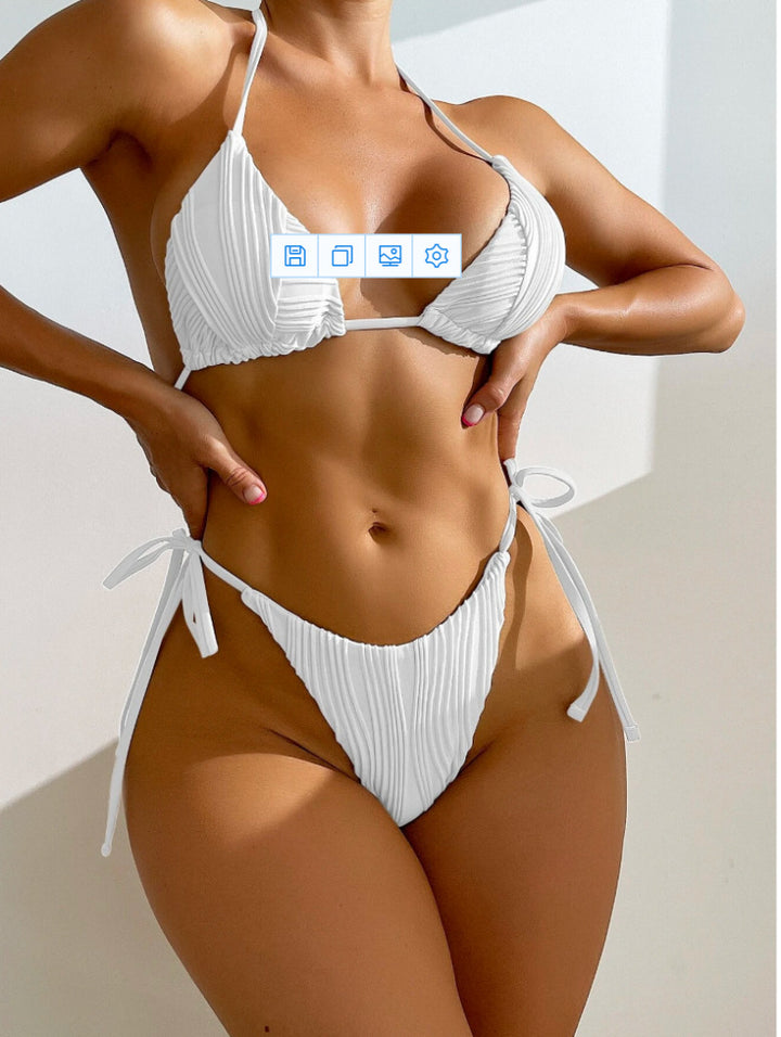 Dame Triangel-Bikini med fin ruching og justerbare snore Stilla