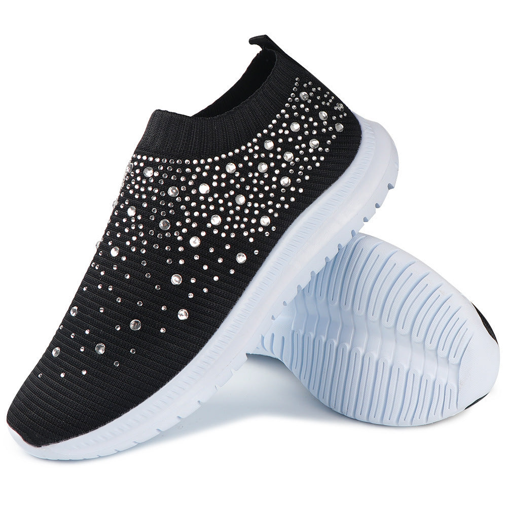 Dame Sneakers med funklende strassudsmykning og elastisk pasform Stilla