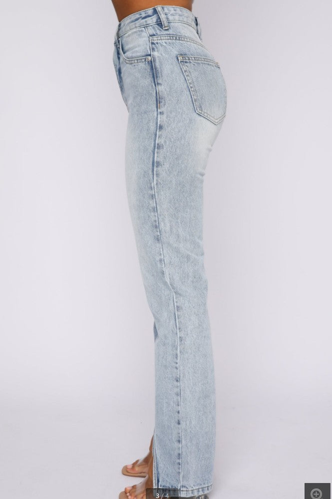 Dame High-Waist Jeans med dekorative sprækker og afslappet snit Stilla