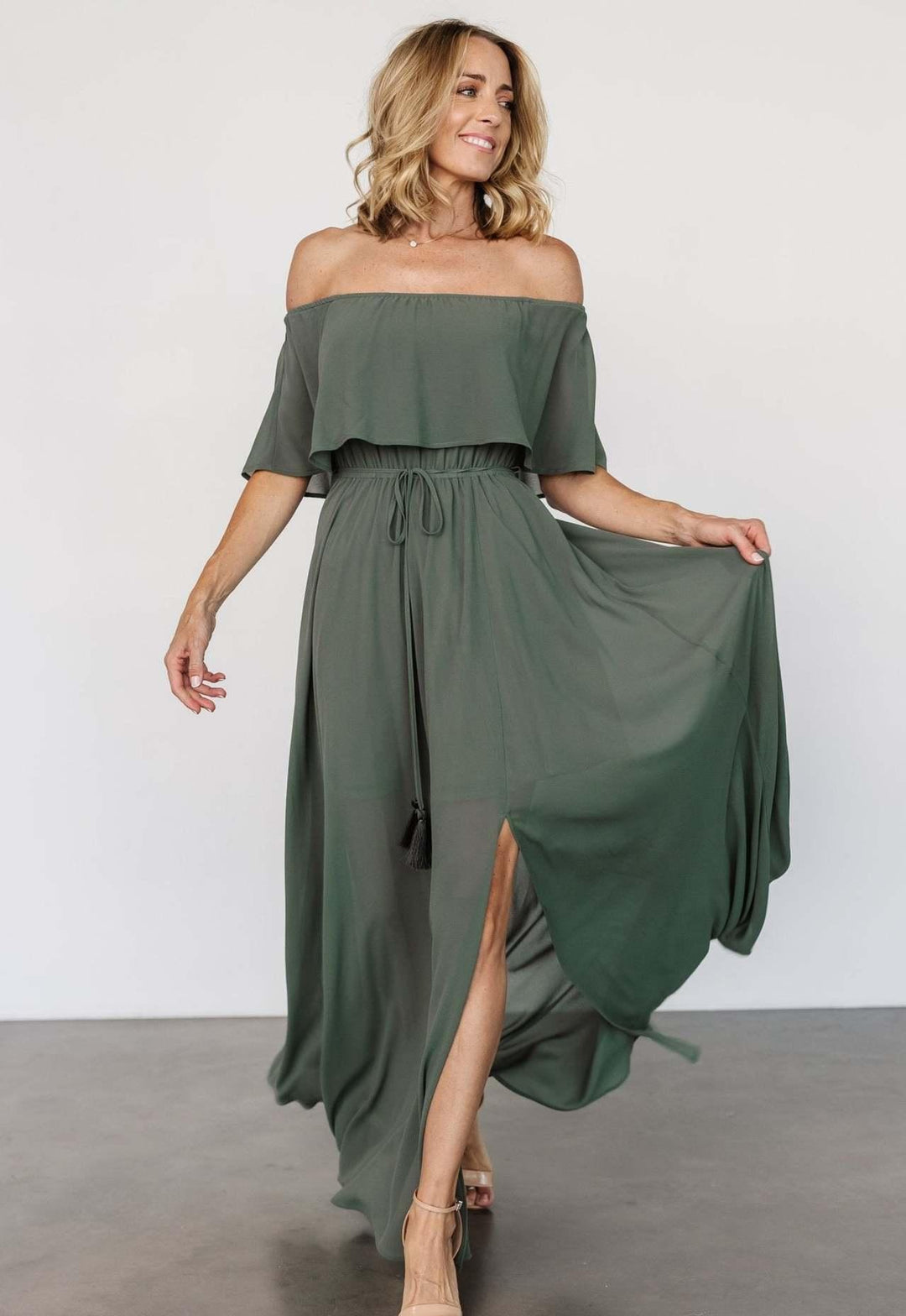 Dame Elegant Maxikjole med Off-Shoulder-Udskæring og Taljejustering Stilla
