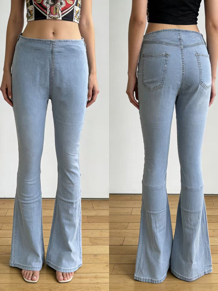 Dame modische Flared Jeansbukser med høj talje og komfortabel pasform Skovae