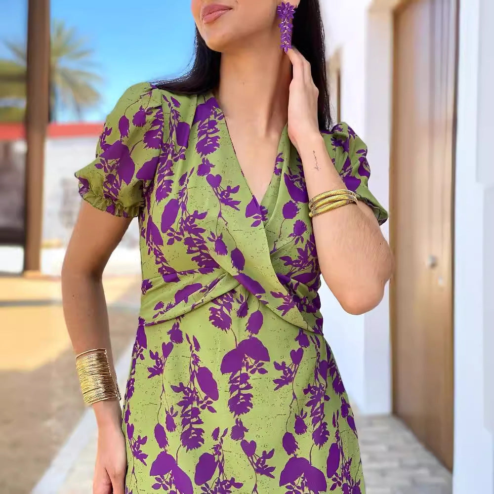 Dame Floral Wrap Maxi Kjole Stilla
