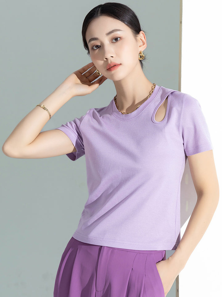 Dame moderigtig T-shirt med sidelæns cut-out Stilla