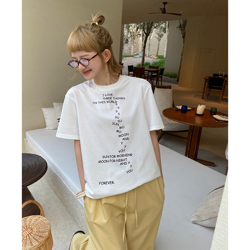 Dame T-shirt med kreativt motiv og løs pasform Stilla
