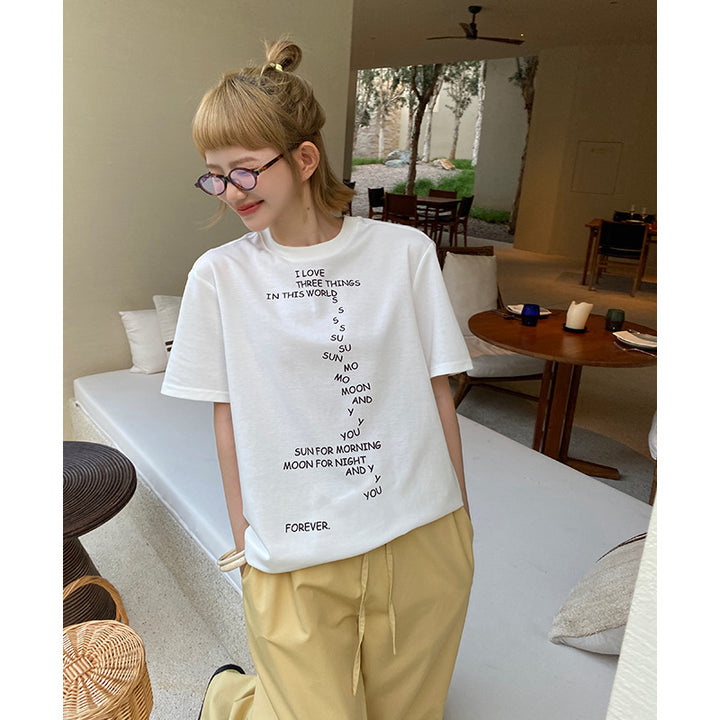 Dame T-shirt med kreativt motiv og løs pasform Stilla