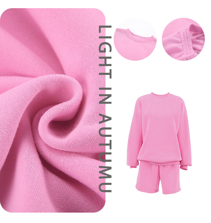 Dame Sporty Sweatshirt- og Shorts-Sæt med hyggeligt materiale Stilla