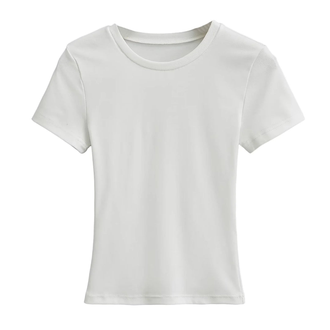 Damer figursyet Basic-T-shirt lavet af åndbart bomuldsblanding med rund halsudskæring Stilla