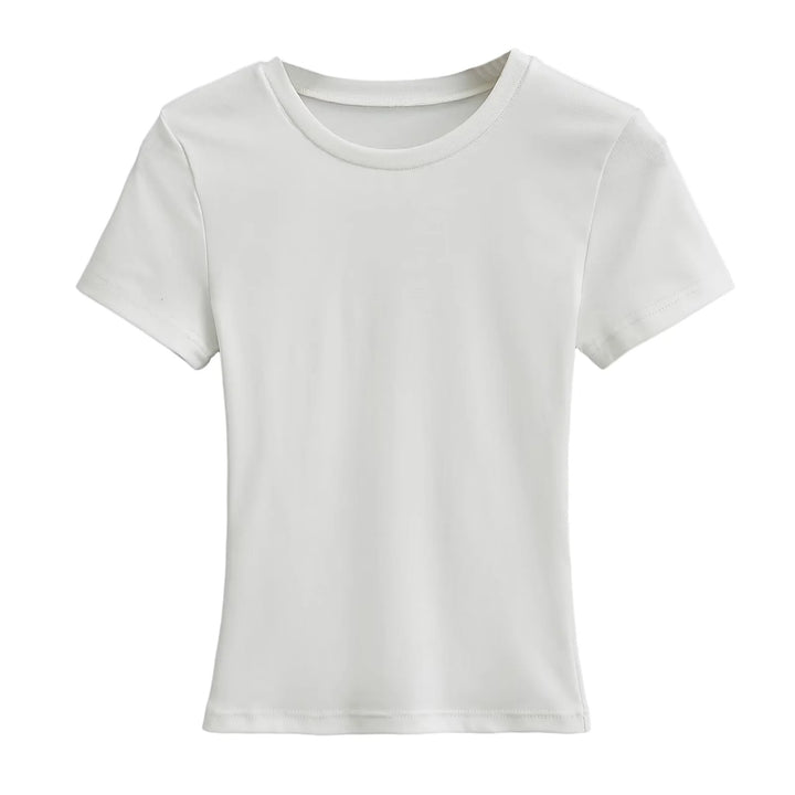 Damer figursyet Basic-T-shirt lavet af åndbart bomuldsblanding med rund halsudskæring Stilla