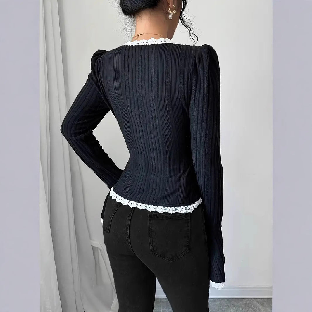 Dame elegant bluse med rynkærmer og høj kvalitet tekstur Stilla