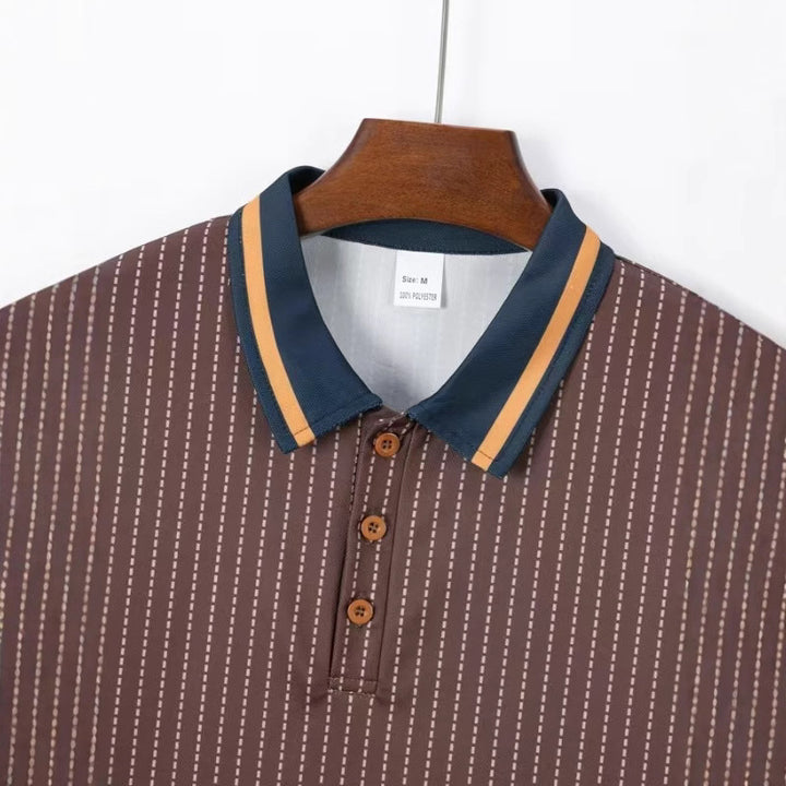 Herrer kortærmet polo shirt med elegante striber og kontrast accenter Stilla