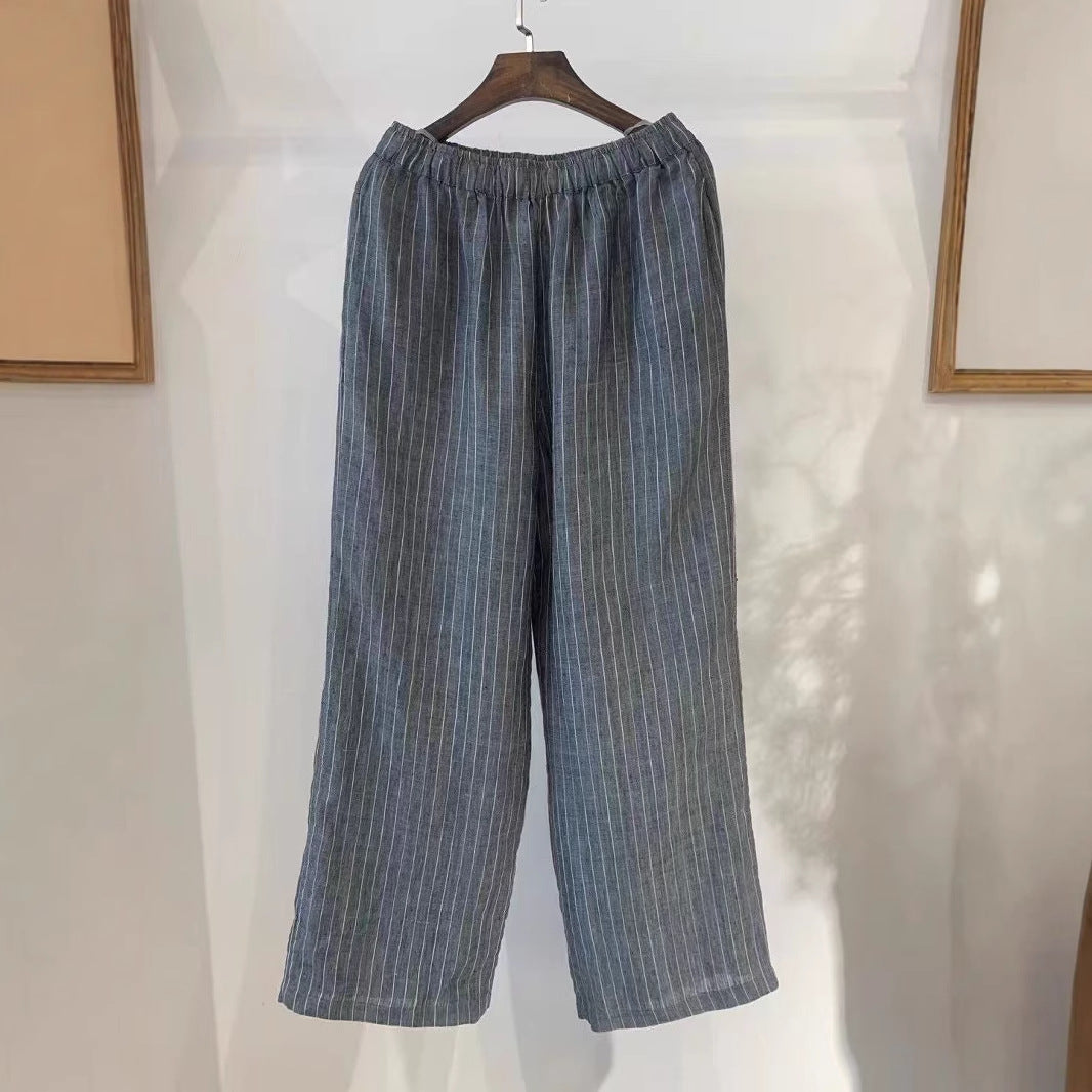 Dame Stribet Bred Linnedragt Stilla
