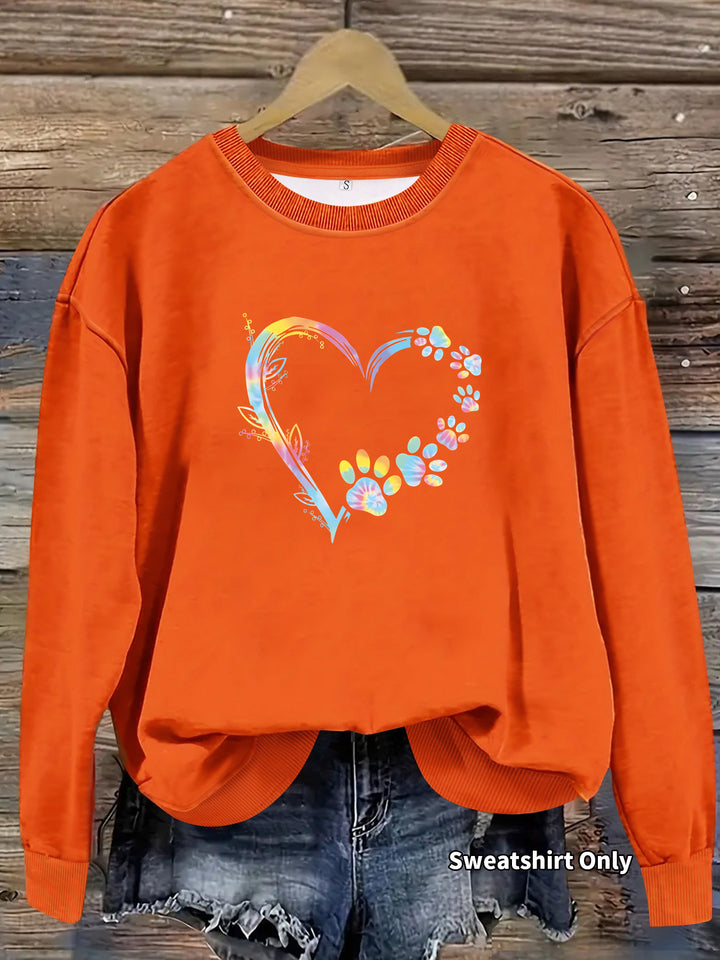 Kvinders sweatshirts med blomsterhjerte design og behagelig pasform Stilla