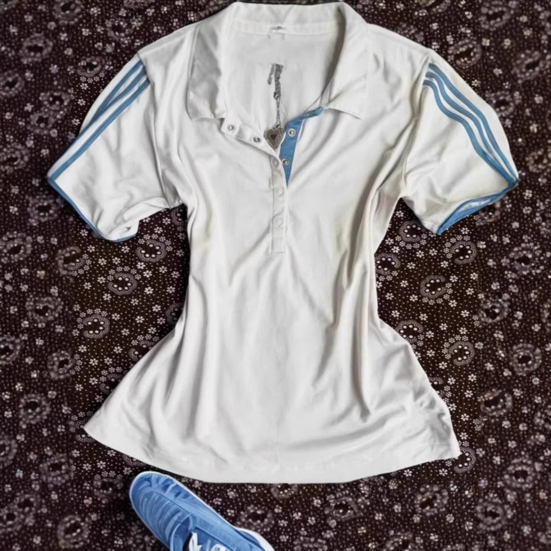 Dame Sportiv Polo-Shirt med stribet krave Skovae