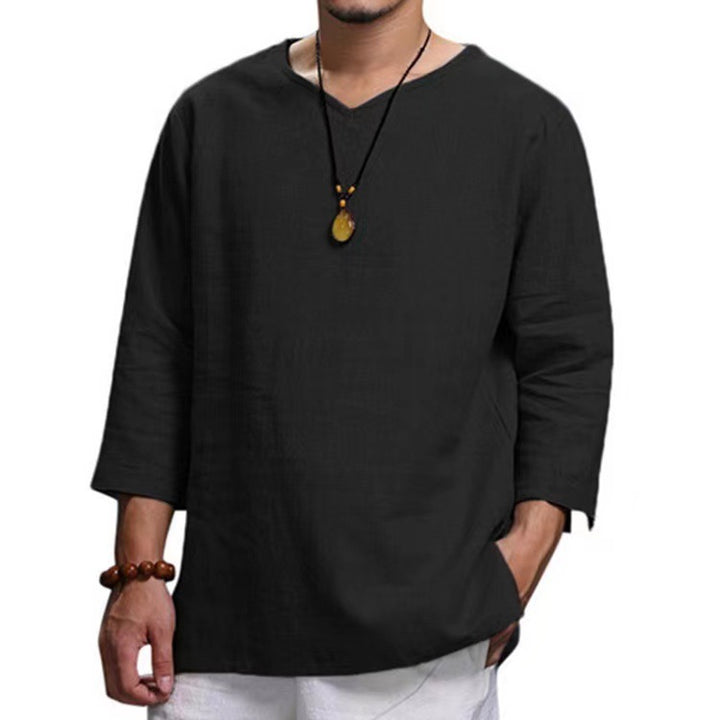 Herrer Casual V-hals Shirt med 3/4 ærmer Stilla