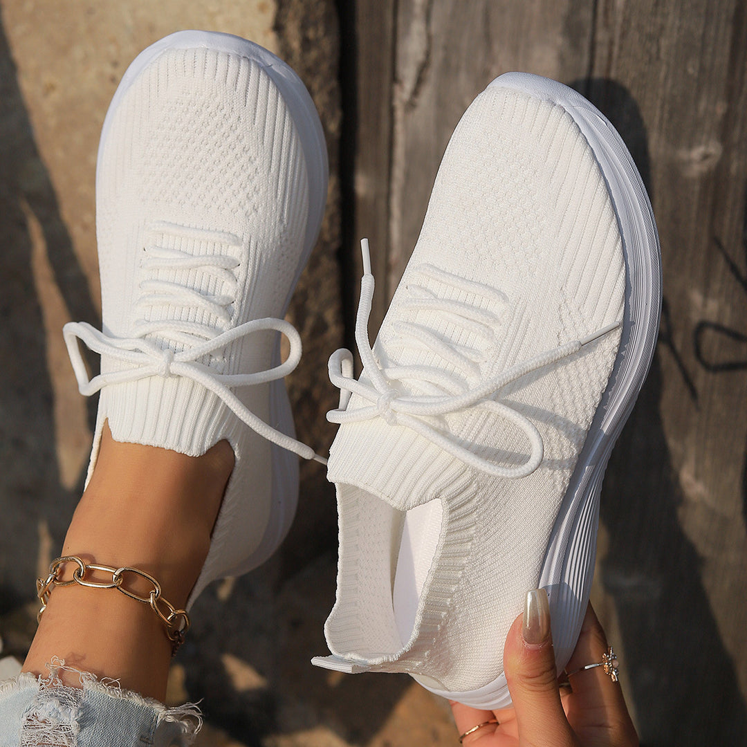 Dame Åndbare Sneakers med elastisk Strik-Overmateriale og skridsikker Sål Stilla