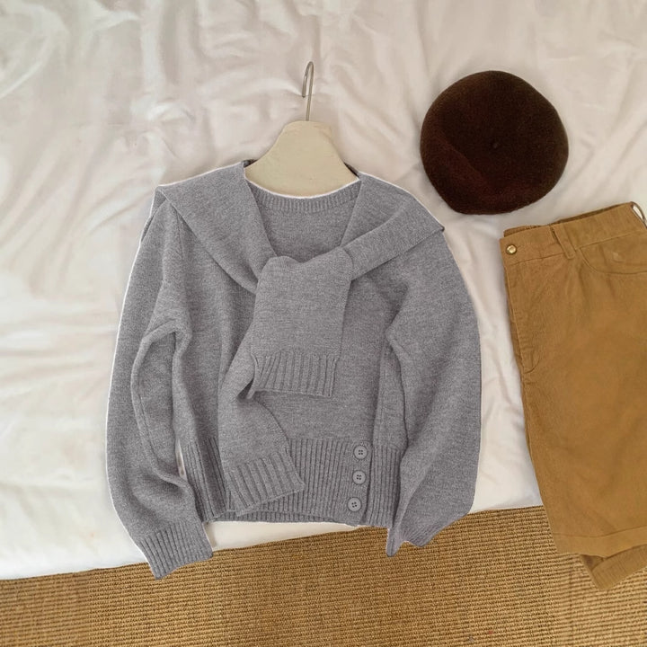 Damer elegant sweater med aftagelig krave Stilla
