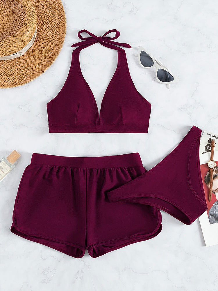 Dame bikini-sæt med dyb v-hals og sporty high-waist trusse Stilla