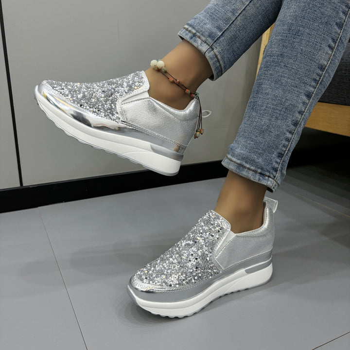 Dame Slip-On Sneakers med glitrende glimmerdesign og komfortabel sål Stilla