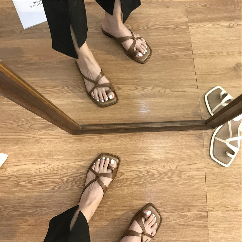 Dame elegante krydsrem slide sandaler Stilla