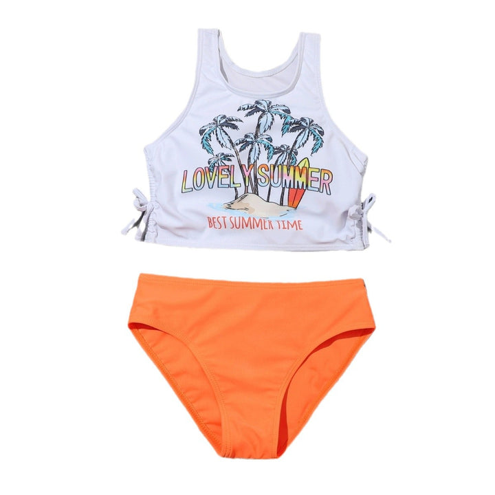Dame Grafik Crop Top Bikini Sæt Stilla