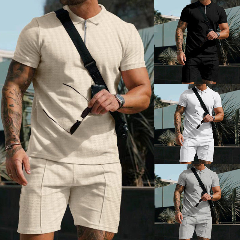 Herrer Sporty Kortærmet Poloshirt og Shorts Sæt Stilla