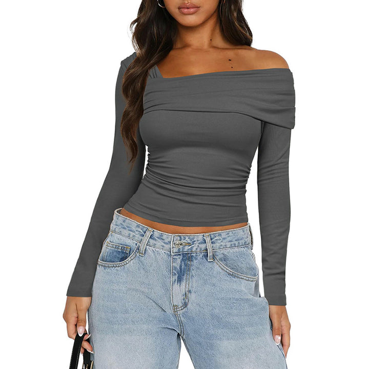Femme Off-Shoulder Rynk Langærmet Top Stilla