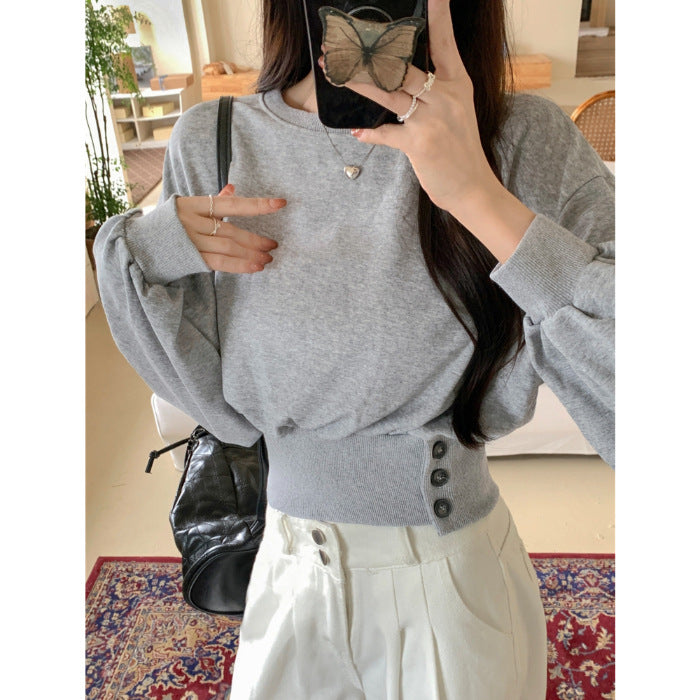 Femme Cozy Knap-Front Pullover Sweatshirt Stilla