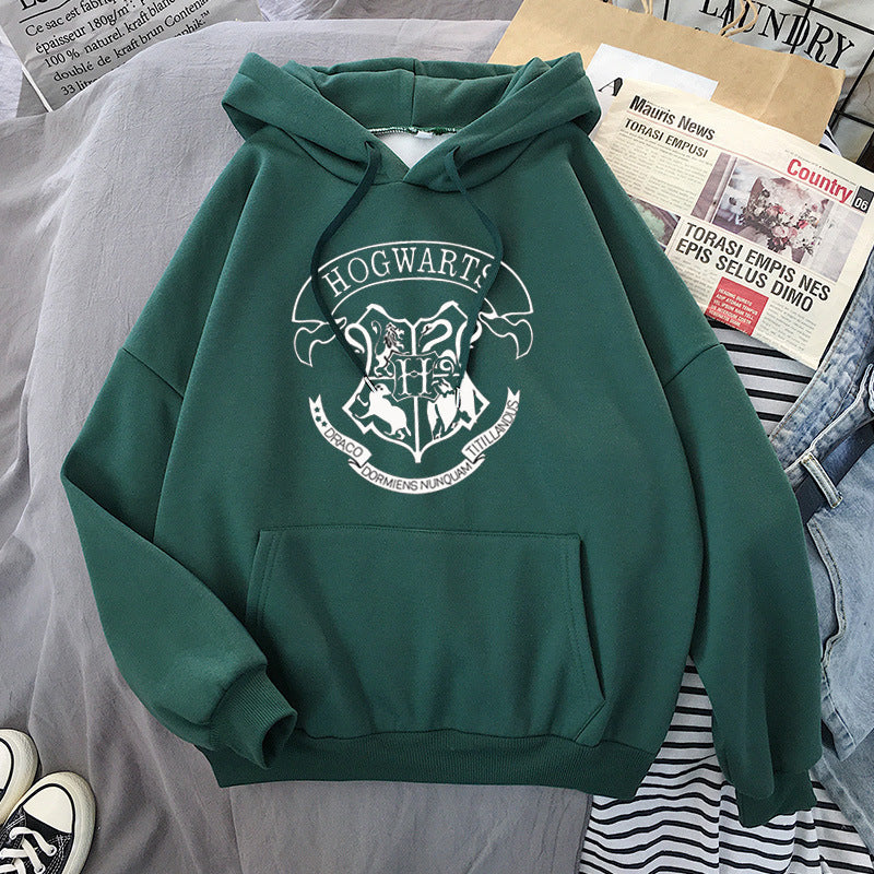 Kvinderens hættetrøje med kunstnerisk Hogwarts-design Skovae
