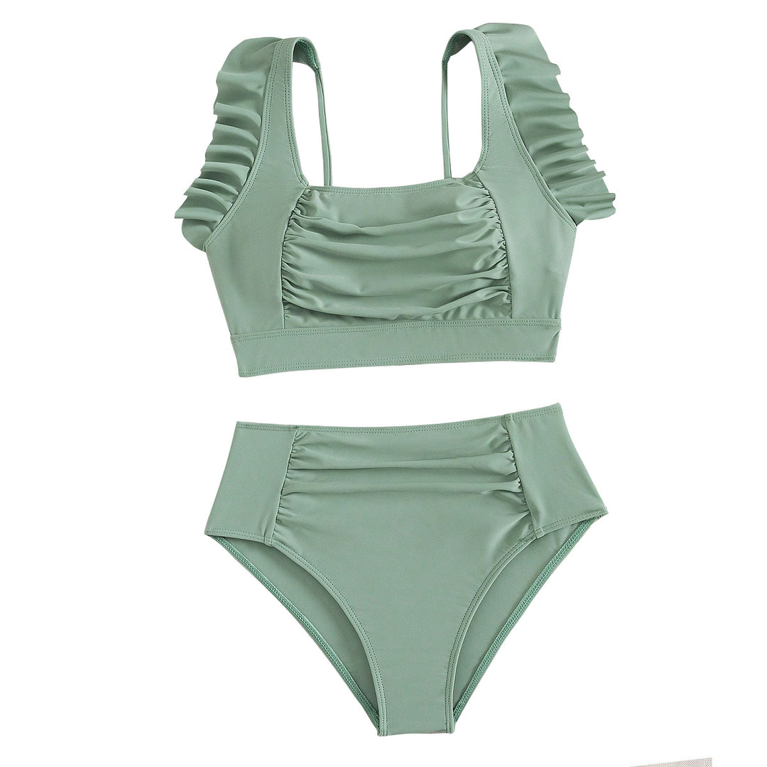 Dame Højtaljet Bikini med Ruffles detaljer Skovae