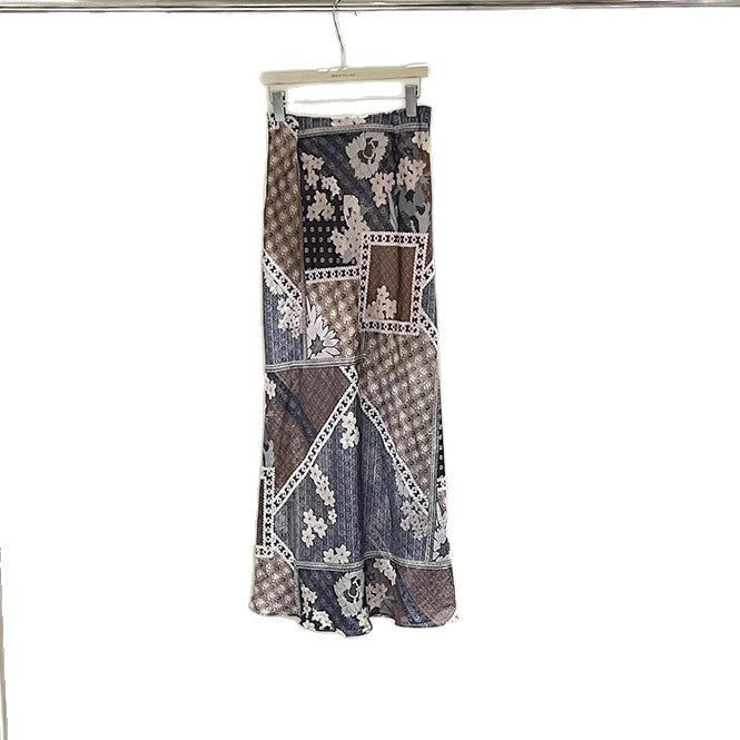 Dame Patchwork Maxi-nederdel med spidsedetaljer og flydende snit Stilla