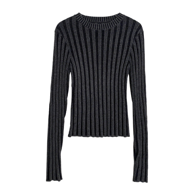 Dame stribet pullover med lange ærmer og høj komfort Stilla