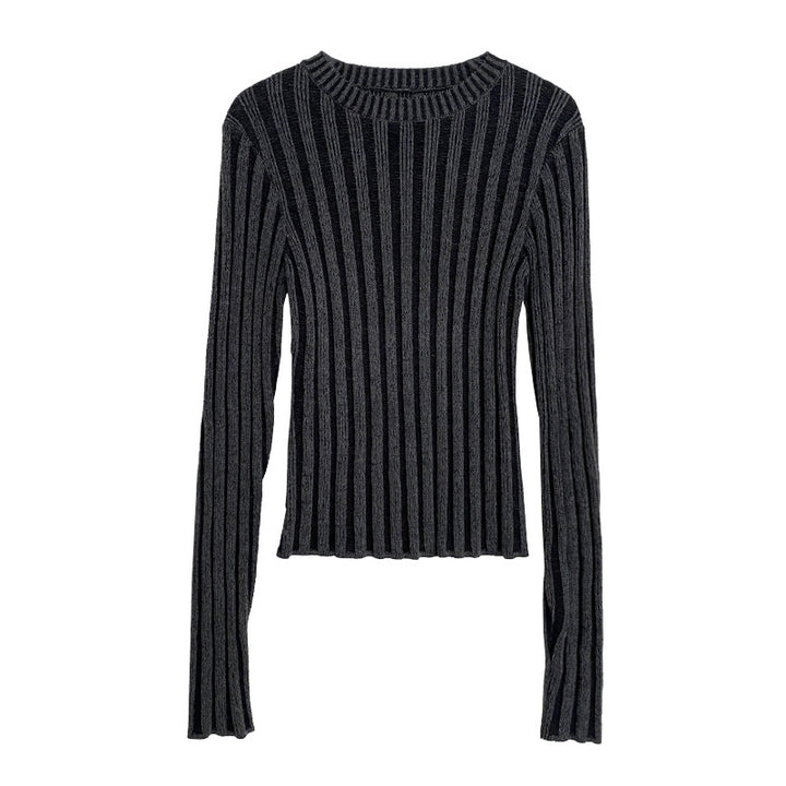 Dame stribet pullover med lange ærmer og høj komfort Stilla