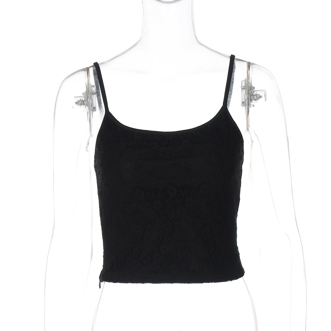 Dame crop top med smalle stropper og figursyet snit Stilla