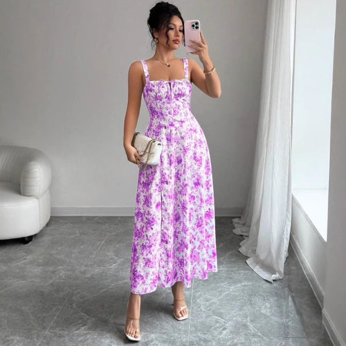 Dame Maxikjole med blomsterdesign og smal silhuet Stilla