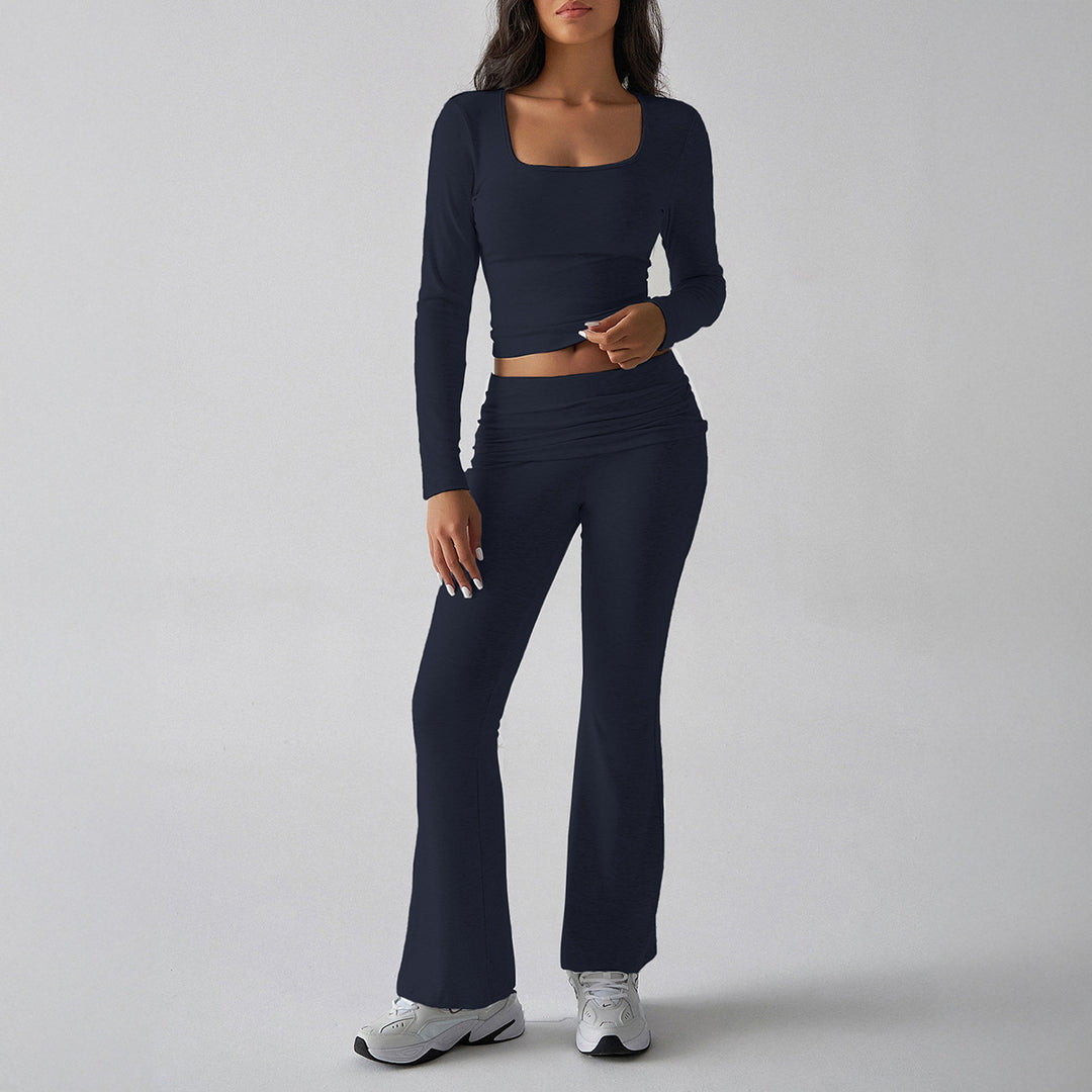 Dame sporty lounge sæt med figursyet top og bred bukse stil Stilla