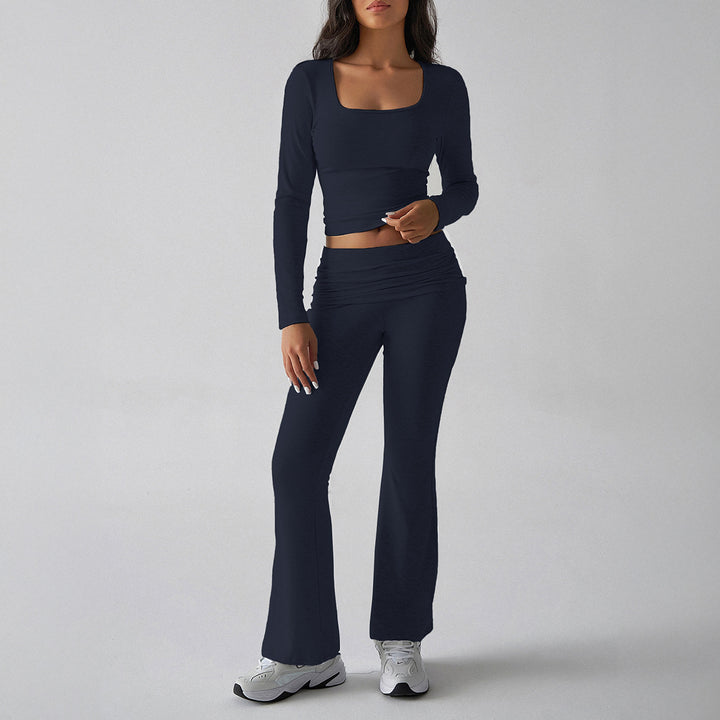 Dame sporty lounge sæt med figursyet top og bred bukse stil Stilla