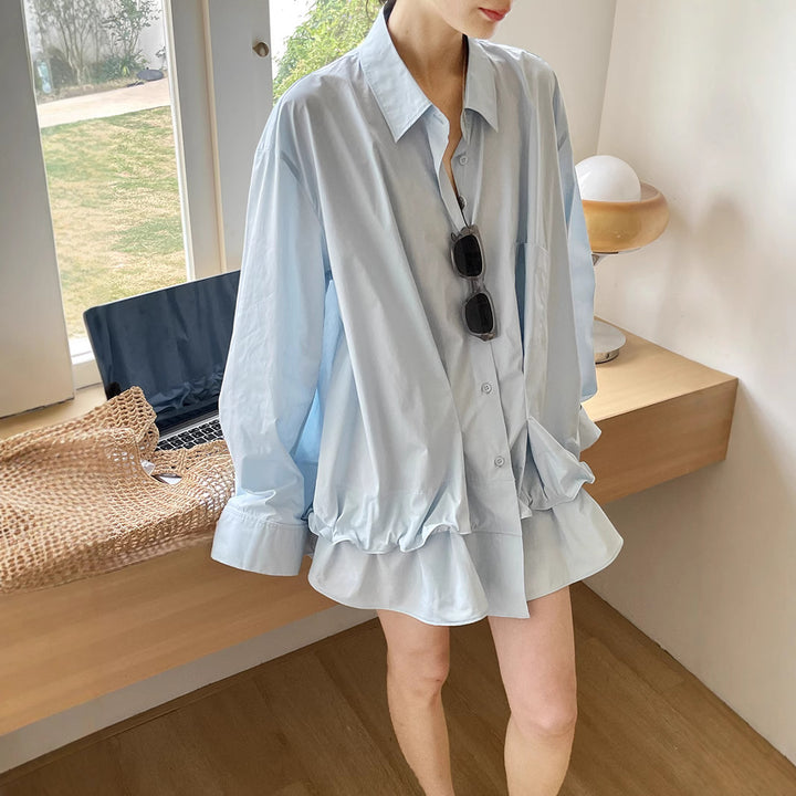 Dame elegant bluse med volant og fine detaljer Stilla