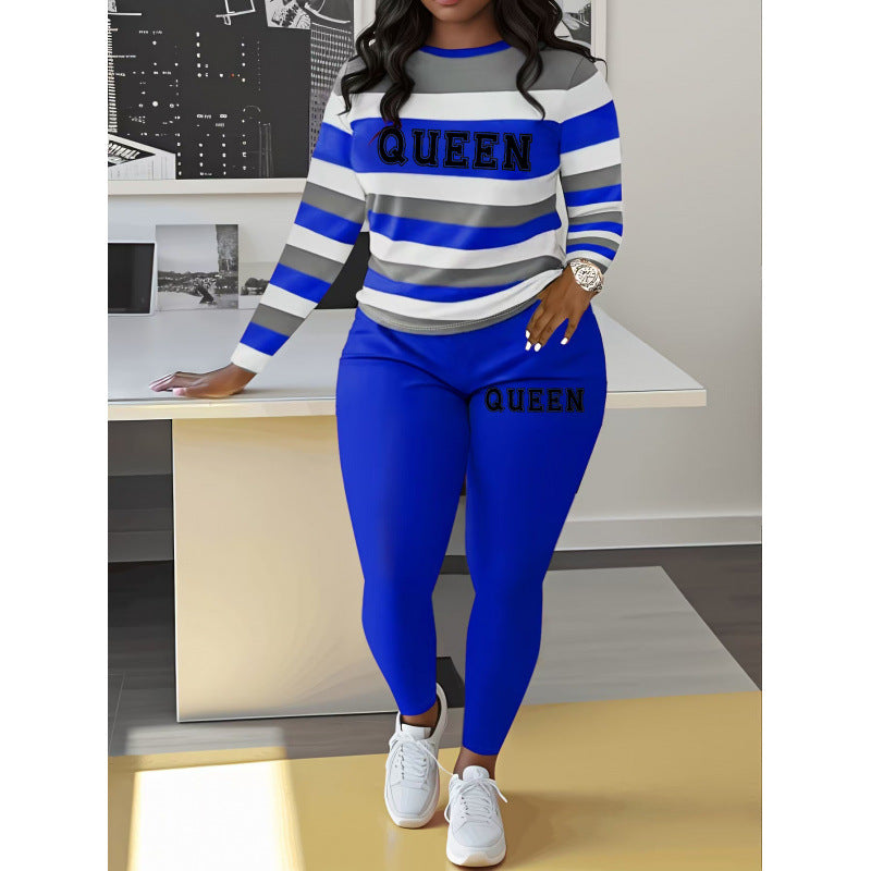 Femme Cozy Stribet Loungewear-Sæt Stilla