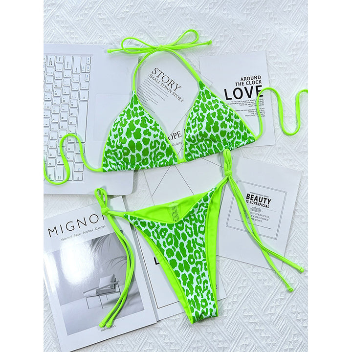 Dame Triangle-Bikini-Sæt med iøjnefaldende Leopardmønster og justerbare stropper Stilla