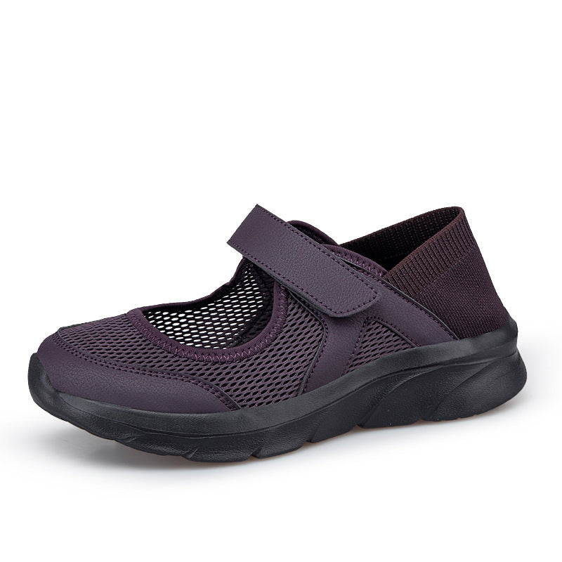 Dame nan Komfort-Remmepumpsneaker med velcro lukning, sømløs strikk skaft og dæmpende let sål Skovae