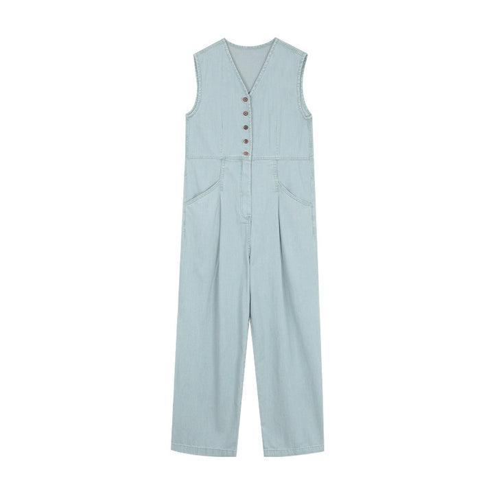 Dame jumpsuit med V-udskæring og praktiske lommer Stilla
