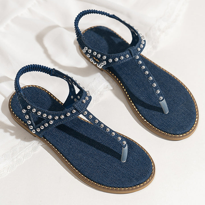 Dame tøj-fodsandaler med elegante glimmerdetaljer og komfortabelt bånd-design Stilla