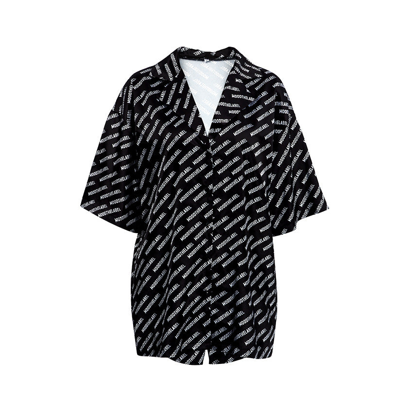 Dame Oversized Bluse skjorte i moderne Allover-print Stilla