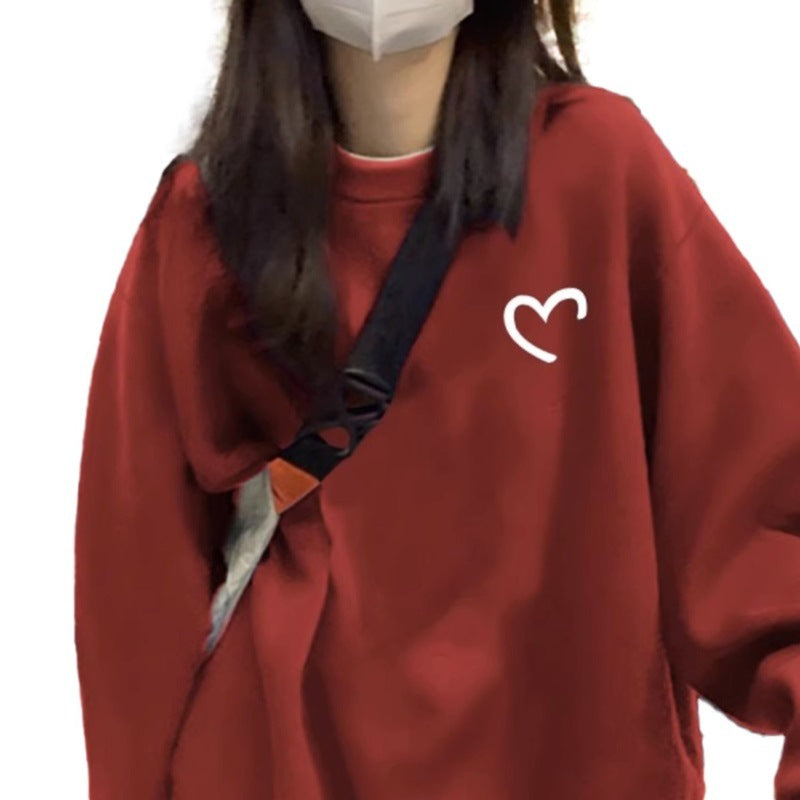 Kvinder Casual Oversized Sweater med Hjerteformet Design og Komfortable Materialer