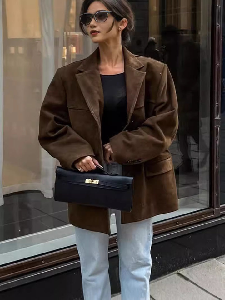 Dame Suede-look Blazerjakke med moderne snit Stilla