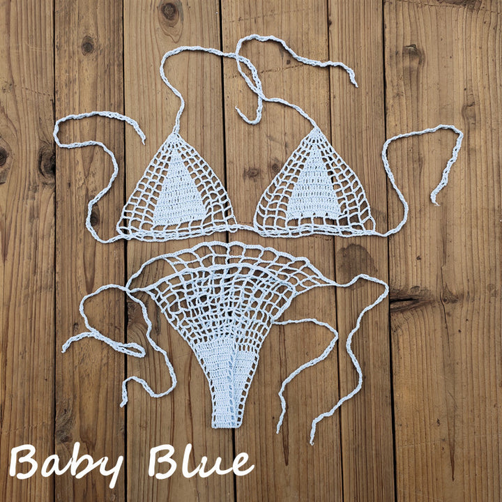 Dame Håndcrochet Bikini-sæt med unikt design og bindedetaljer Stilla