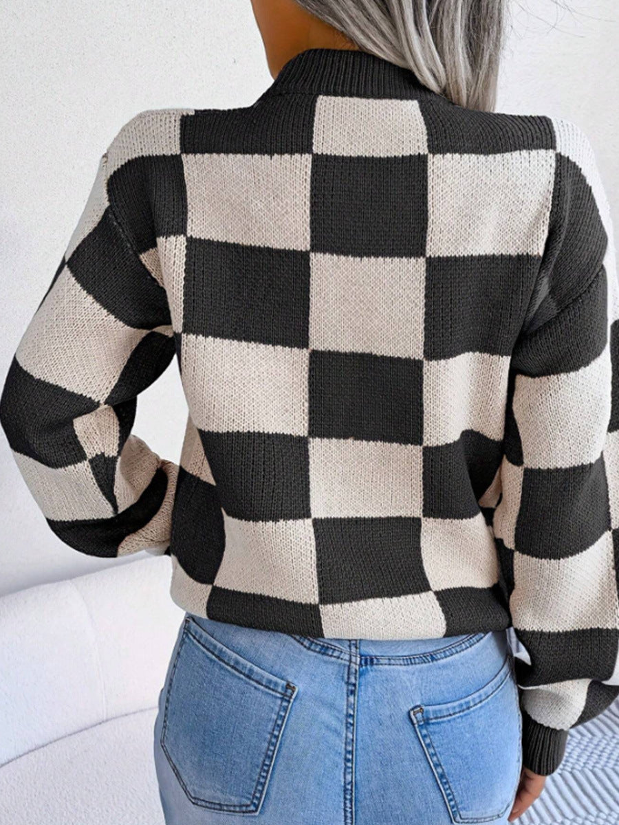 Femme Skakbræt-Strikpullover Stilla