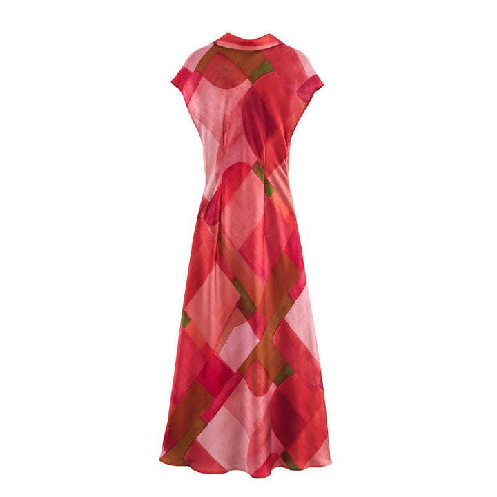 Stilla | Vibrant Print Satin Midi Kjole